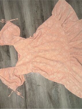 TCEC Blush Pink Floral Ruffle Mini Dress